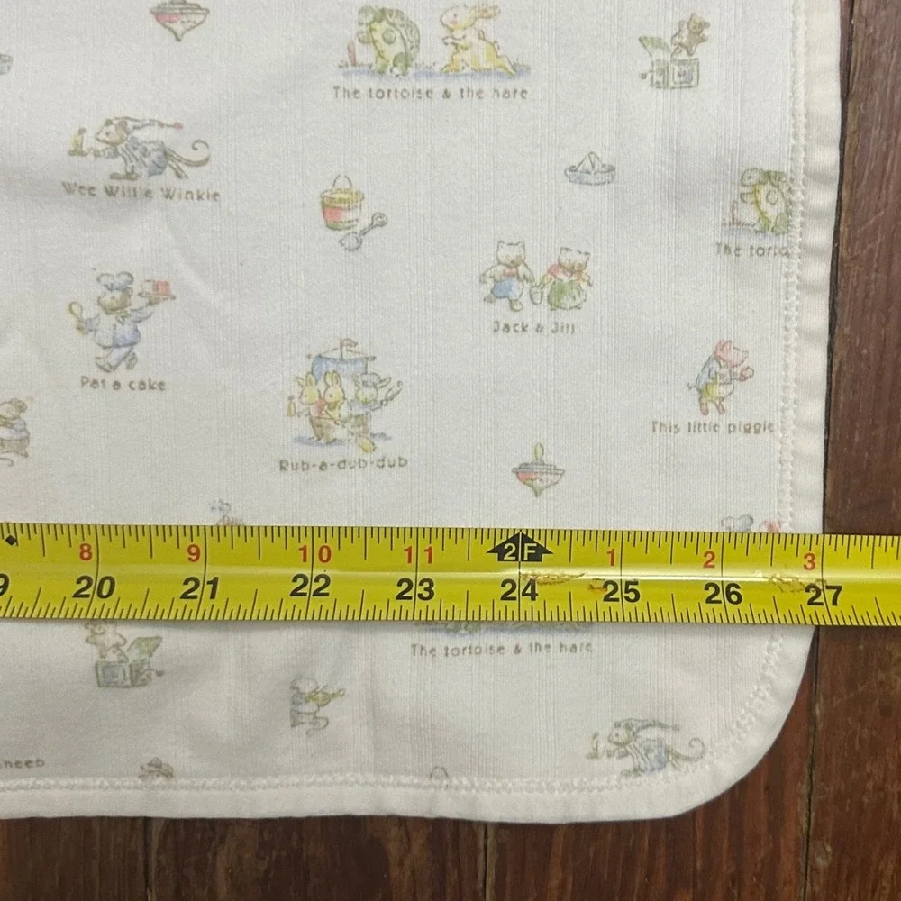 Vintage Carters Classics Nursery Rhyme Baby Receiving Blanket White Cotton USA